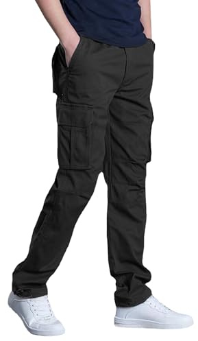 LBL Pantalon de Travail Multipoches pour Hommes Été Coton Léger Respirant Multi Poches Cordon Ajustable Cheville Urbain Randonnée