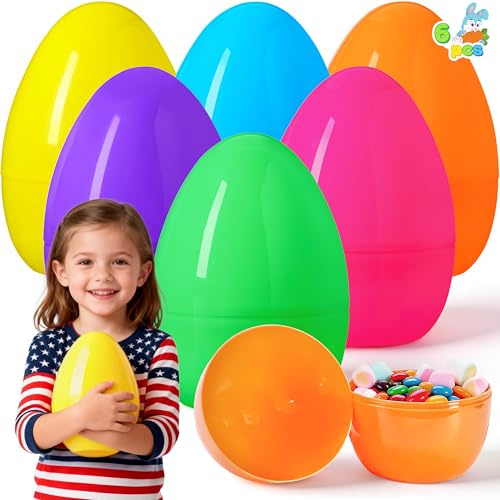 JOYIN 12 PCS 8 Jumbo Plastic Easter Eggs, Easter Fillable Eggs with Bright Colors For Easter Hunt Party Basket Stuffers Filler Classroom Prize Supplies Decor