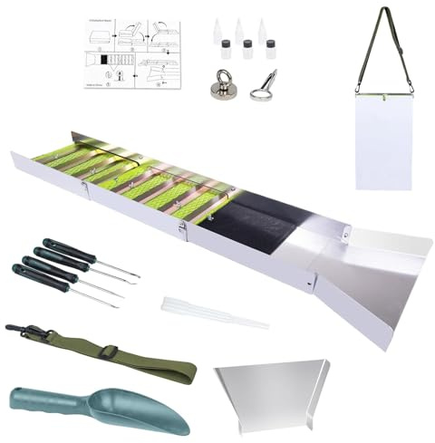 Kit di Orpacciamatura | Un Set di Strumenti e Attrezzature | Vassoio di Lavaggio Oro Set Completo | per Collezione Prospezione Scavi Caccia Rocce Principianti Entusiasti Adulti