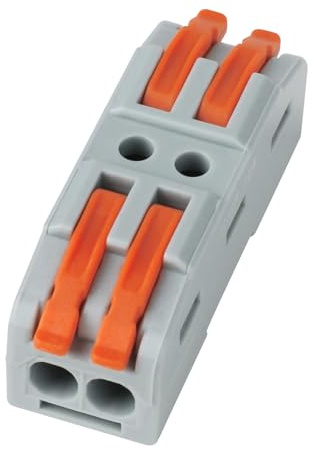 CILIA Lot de 50 Bornes de Raccordement en Ligne à Levier 2 Entrées - Connecteurs Électriques Rapides pour Prolonger et Réparer les Câbles, Bornes de Jonction Universelles (0,08-4 mm²), Gris/Orange