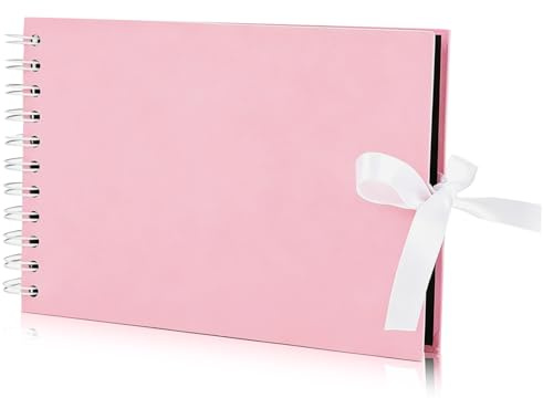 A5 Scrapbook, 30 Pages 21.5 x 15 cm Photo Albums Craft Paper, DIY Square Scrapbook Photo Album, Black Thick Kraft Paper Scrap Book, Memory Book, Scrapbook or Record of Memorial Album Gift (pink)