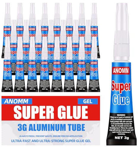 ANOMM 24 x 3 g superlim extra starkt, universellt gellim superlim | Transparent och sömlös, förhindrar munstycksförstoppning, superlim för plast, gummi, läder, metall, keramik och glas