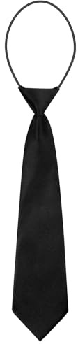 URAQT Förknuten slips för barn, 28 x 7 cm förknuten elastisk dragsko barnslips, glänsande satinslips, formella slipsar för bröllop, skolfester, cosplay (svart-1 st)