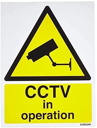 V Safety Warning Cctv In Operation Sign - Portrait - 150mm X 200mm - Self Adhesive Vinyl
