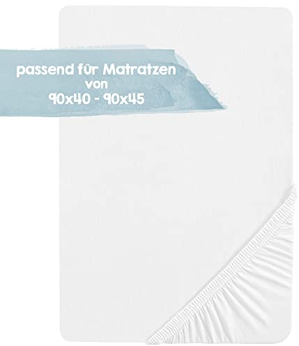 roba Spannbettlaken safe asleep 40 x 90 – 45 x 90 - Baby Bettlaken für Stubenwagen und Wiegen - Bio Baumwolle - GOTS und Oeko-Tex Standard 100 - Weiß