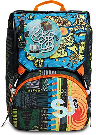 SJ GANG STYLE JAM GANG chulranzen für Grundschule, ab 1. Klasse, Erweiterbarer Schulranzen, Extra Volumen; Geräumige Schultasche für Mädchen und Jungen, mehrfarbig/Muster
