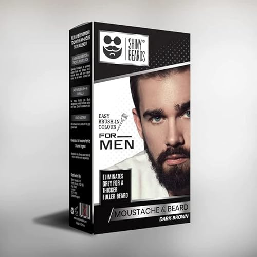 SHINY BEARDS - Tintura per barba da uomo- Colore marrone scuro - Marchio di fiducia nel Regno Unito - Consegna con Royal Mail 1st Class