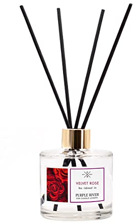 Purple River Duftstäbchen | Raumduft Velvet Rose (200ml) | Reed Diffuser für Dein Zuhause | Frischer Rosenduft | Lufterfrischer für Deine Wohnung | Inklusive 7 Stäbchen