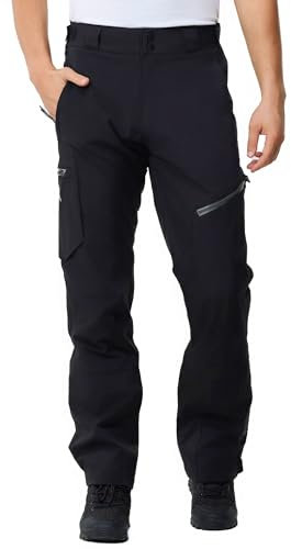 ATLASLAVA Hose Herren Wanderhose Wasserdicht Trekkinghose Atmungsaktiv Outdoorhose Männer zum Outdoor-Aktivitäten und Außenarbeiten Black 2XL
