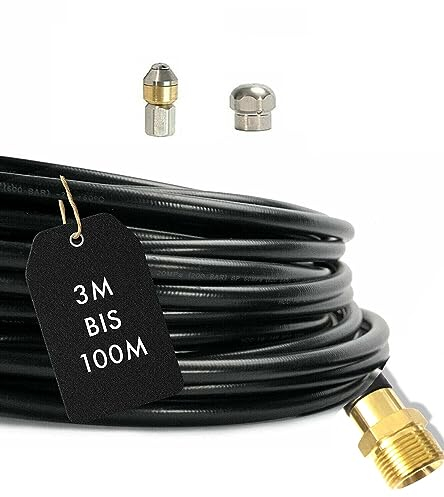 Tuyau de nettoyage de canalisations pour Kränzle avec filetage extérieur M22 x 1,5 avec 2 buses 8 m