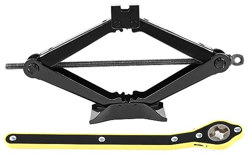 Trintion 2.5 Ton Scissor Car Jack with Labor-Saving Handle - Portable Trolley Jack for Cars, SUVs, and MPVs Black