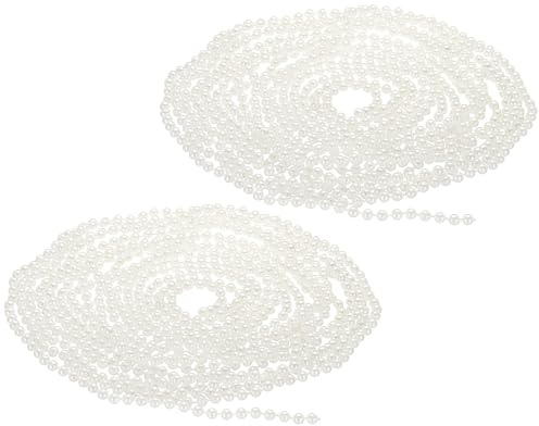 PATIKIL 2uds 5mm Imitación Perla Cuentas Guirnalda 16.4 Pies Perla Cuerda Cadena Perla Rollo para Artesanía Boda Fiesta Hogar Decorativo Joyería Fabricación Navidad Árbol Blanco