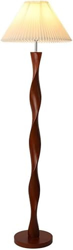 Golvlampa Modern gummiträ stående lampa tyg lampskärm vardagsrum sovrum arbetsrum heminredningslampa sänggolvlampa