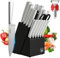 16PCS Chef Knife Set, HUIKAILI Kitchen Sets with Wooden Block, Stainless Steel Sharpener, High Carbon & Ergonomic Handle Sharp Set Boxed Gift LD-016