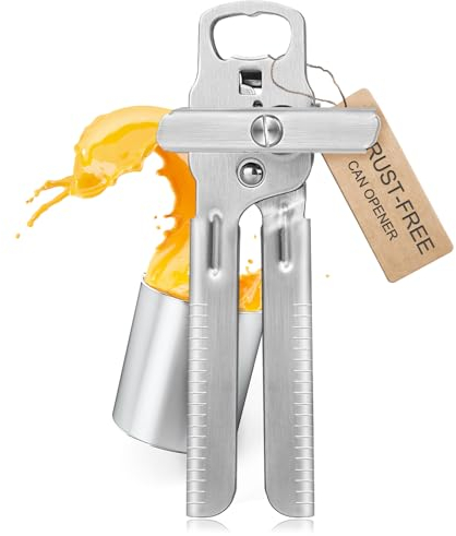 Sopito Apriscatole Manuale in Acciaio Inox, 2 in 1 Apriscatole Professionale/Apri Barattoli per Facile Utilizzo - Impugnatura Comoda, Lama Affilata e Bordo di Taglio Liscio