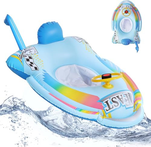 ACTOYS Anello da Nuoto Gonfiabile per Bebè, Anello galleggiante per bambini, Salvagente Neonato con Maniglia del Volante e Clacson, Seggiolino Piscina per Bambini da 1 a 5 Anni (Motociclo)
