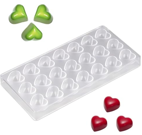 KOMUNJ Schokoladenform, Transparent Pralinenform Polycarbonat Formen Schokolade DIY Pralinenform Backform Herz für die Heimwerkerproduktion von Gebäck, Süßwarenbacken, Pralinen