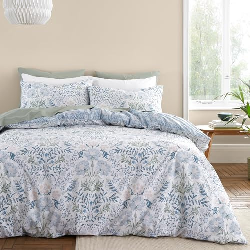 Bianca Hedgerow Hopper 200 Thread Count Cotton King Duvet Cover Set with Pillowcases Blue