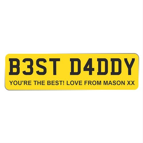 Custom License Plate Plaque - Personalised Number Plate in Wood or Acrylic - Ideal for Kids' Cars, Lorry Drivers, New Car, Just Passed (Plain Yellow Design, Acrylic Medium 25cm)