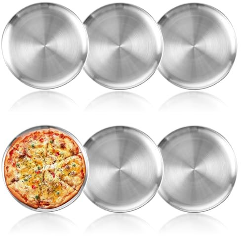 WOPPLXY 6er-Set Pizzablech, Durchmesser 30 cm Pizza Backblech, Edelstahl Rund Pizzaform zum Backen im Ofen, Spülmaschinenfest & Leicht zu Reinigen