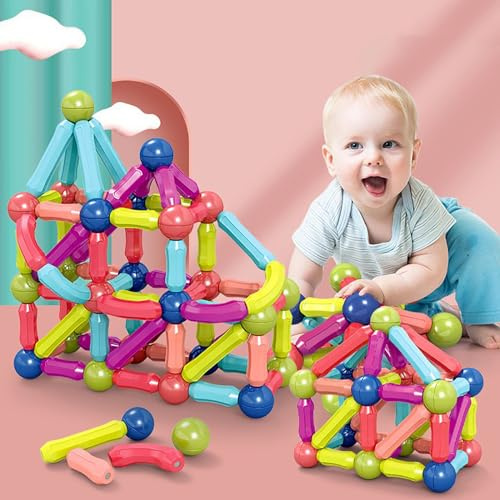 SVYHUOK Bloc Construction Magnetique Enfant 100 Pièces Jeux Construction Magnetique, 3D Jouets Magnétiques Créer l'imagination Infinie, Cadeau pour Les Garçons et Les Filles A la Maison et à L'école