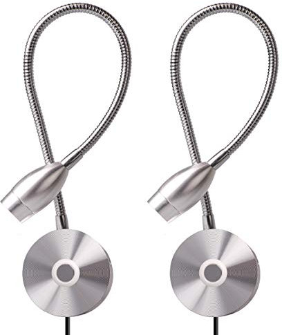 JHS-TECH Leselampe Wandmontage, Dimmbar Bettleuchte Berührungsschalter Schwanenhals Lampe Bett Leseleuchte 3W Hell Nachtbeleuchtung Leselicht für Schlafzimmer - 2 Packung Warmweiß