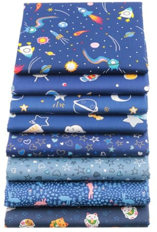 AMateschitz - 8 piezas de tela de algodón con estampado de animales de dibujos animados, algodón impreso, sarga, tela de patchwork para ropa de cama de niños, costura, manualidades, DIY #1 20*25cm*8
