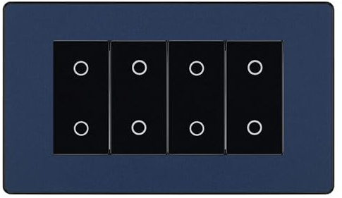 BG Evolve Matt Blue Screwless Quad Secondary Touch Dimmer Switch PCDDBTDS4B