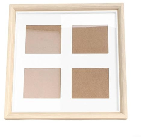 Cadre photo en bois pour collage multi-photos 7,6 x 15,2 cm - Support mural en bois naturel - Cadre de galerie - Décoration pour la maison et le bureau - 27,5 x 27,5 x 5 cm - Couleur originale