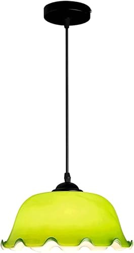 Green Rolled Edge Glass Chaner - Modern - Pendent Lamp Living Room Bedroom E27 Hanging Pendant Light Interior Home Decoration Ceiling Pendent Lamp,Single Chaner