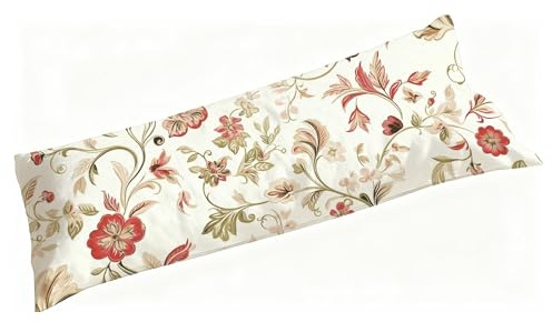 Taie de Traversin 140 cm Crème, Housse Traversin 140x40cm Fleurs, Qualité Taies d'oreiller Velours avec Fermeture Éclair, Ultra Douce, Confort et Respirante, Avable en Machine, Sans Déformation S3-221