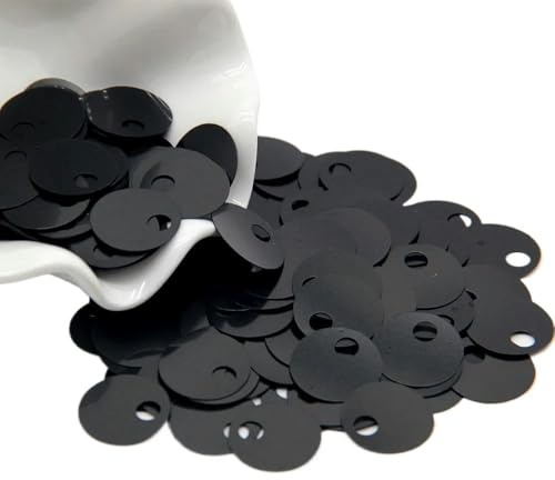 Pailletten, mehrfarbig, 20 mm rund, PVC, 10 g(Black)