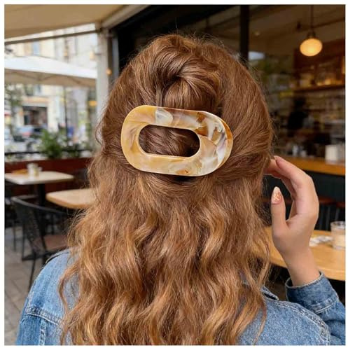 Cybche Pinzas De Pelo Plano Turquesa Pinzas De Garra Plana Gran Garra Pasadores Oval Clip De La Cabeza Marrón Acrílico Pasador De Pelo Decorativo Hairs Accesorios De Joyería Para Las Mujeres(marrón2)