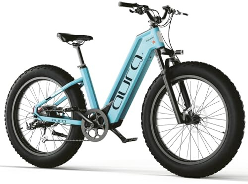 Extrbici Vélo Électrique en Aluminium Aura 26Pouces, 250W 25km/h 52V 15Ah, Freins à Disque Doubles, Shi//Mano 7 Vitesses, Bleu