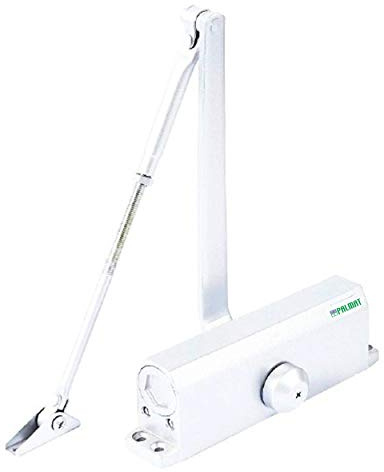 Palmat – Automatisk justerbar hydraulisk dörrstängare – komplett med monteringsplatta, normala stänger, lämplig för alla hus- och lägenhetsdörrar dörrvikter (40–65 kg, vit)