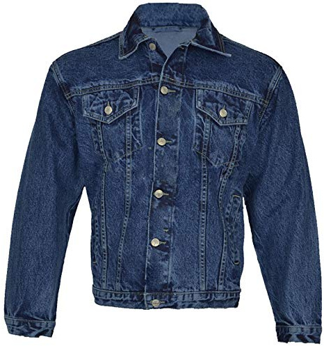 MyShoeStore Mens Denim Jacket Trucker Classic Bomber Jeans Biker Causal Vintage Workwear Tough Heavy Duty Western Style Stonewash Work Wear Coat (Blue/M)