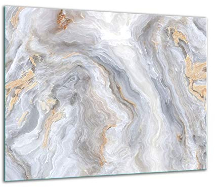 TMK Plaque de recouvrement, 60 x 52 cm, en verre, décorative, pour cuisinières électriques, à induction, anti-éclaboussures, planche à découper, blanche, marbre