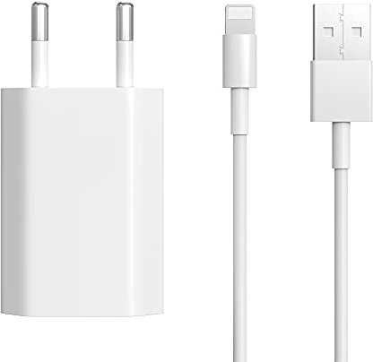 Ladekabel Kompatibel mit iPhone 11, 8, 7, 6, 10, SE, XR, X, XS, XS Max, 8 Plus, 7 Plus, 6S, Ladegerät USB Netzteil 5W mit Kabel für A pple