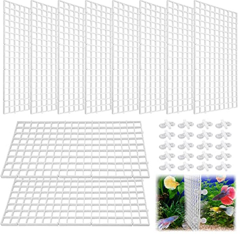 10 Pezzi Divisori per Acquario Bootoow Divisori Serbatoio di Pesce Serbatoio di Pesce Isolare Board con 20 Pezzi di Clip Ventosa（Bianco）