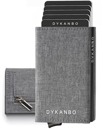 DYKANBO Tarjetero Hombre con Sistema Pop-Up y RFID, Cartera Tarjetero Hombre Slim con Tarjetero Metalico y Monedero, Billetera Hombre Pequeña Minimalista Compacta con Cierre Magnético
