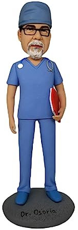 mydedor Individuelle Wackelkopf-Figur, personalisierbar, männlicher Arzt in chirurgischer Kleidung, individueller Wackelkopf, personalisierter Geburtstag, Erntedankfest für Mann, Vater, Arzt, Freunde,