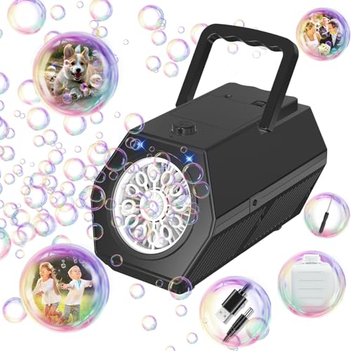 PANACARE Upgrade Tragbare Seifenblasenmaschine, Automatische Seifenblasenmaschine 20000+ Blasen/Min mit Seifenblasenlösung/Licht, Kinder Bubble Machine Outdoor Geschenk für Hochzeit/Oster/Party