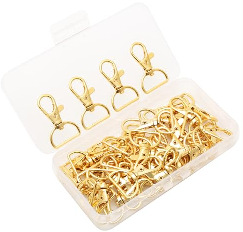 40 cierres de langosta dorados, ganchos giratorios para llavero con anillo en D para bolsos, clips de cordón, llaveros, cadenas de cachorros (dorado)