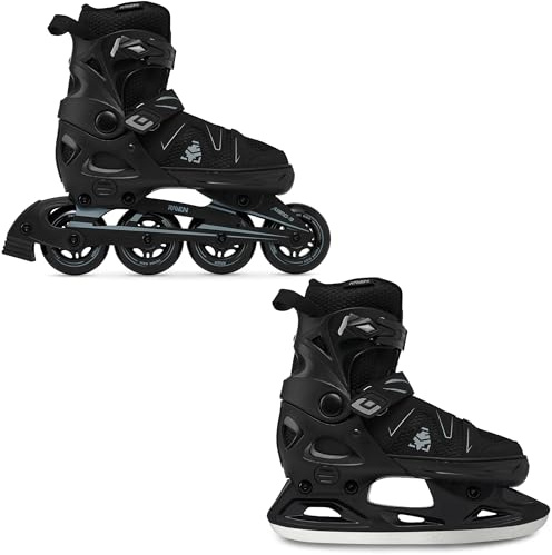 Pattini in linea Inliner Raven Pulse regolabili come pattini in linea 2in1/PRO Black con lame da hockey su ghiaccio (PRO Black con lame da hockey su ghiaccio, 37-40)
