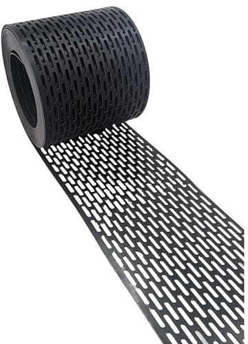 Grille de ventilation toiture 5 m x 8 cm – Closoir pare-oiseau en polypropylène noir – Bande d’aération anti-insectes et anti-rongeurs pour façade, toit et gouttière