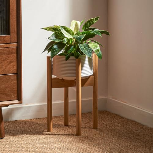 Bamworld Blumenständer Blumenhocker Pflanzenhocker Naturfarbe Verstellbar und kippsicher, geeignet für verschiedene Pflanzentöpfe, Höhe 32 cm