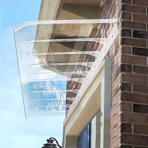 Vordach Haustür Überdachung, Haustürvordach, Transparent Polycarbonat Pultvordach, Sonnenschutz Regenschutz, 40/50/80/100/120/150/200/250/300cm(45x120cm(17.7x47.2in))