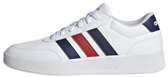 adidas Men's BREAKNET 3.0 Shoes, FTWR White/Dark Blue/Better Scarlet, 10 UK