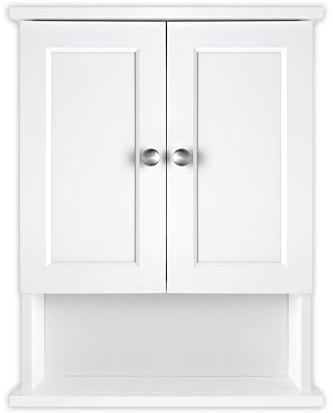 MCS 23x18 White Medicine Cabinet Organizer, Wall Mounted 2-Door Bathroom Cabinet for Over-The-Toilet Storage, Bathroom Furniture & Restroom Organizer