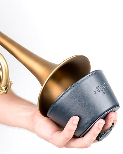 TRUMPET PLUNGER MUTE with Handle. Lightweight Practice Mute. Magnetic Attachment. Faux Leather. Trumpet Accessory (Blue)